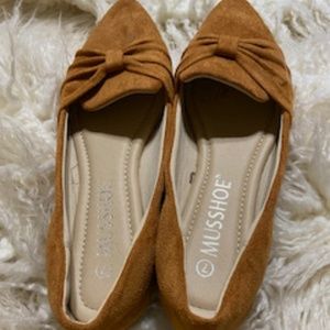 Leather suede tan shoes, Sz 7